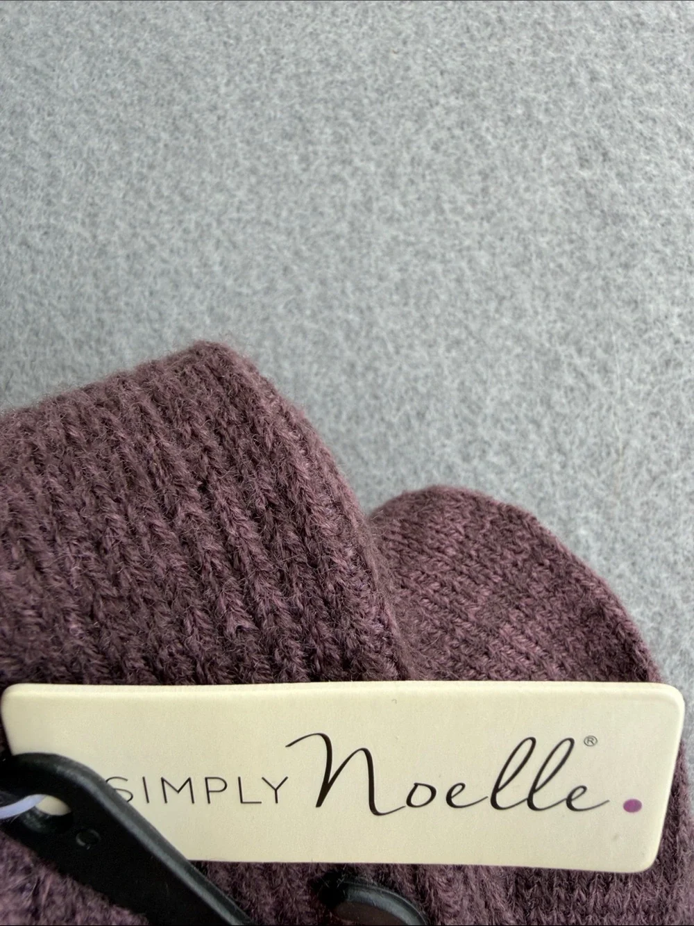 Simply Noelle Fuzzy Cuff Knee High Socks in Mauve Plum